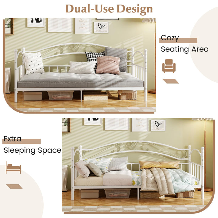 Giantex Modern Sofa Day Bed with Stylish Headboard &amp; 12 Metal Slats Support