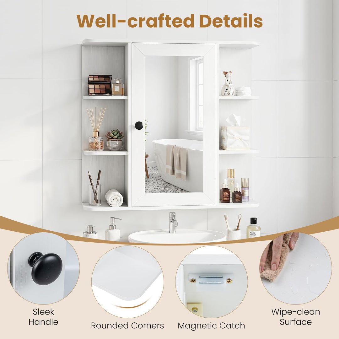 GIANTEX Wall Mounted Bathroom Medicine Cabinet with Mirror &amp; Shelves