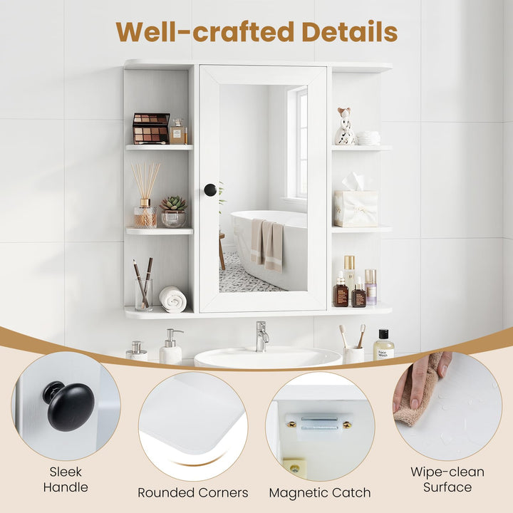 GIANTEX Wall Mounted Bathroom Medicine Cabinet with Mirror &amp; Shelves
