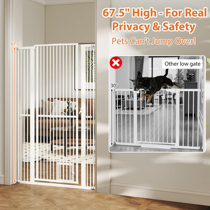 Giantex 67.5" Extra Tall Pet Gate Heavy-Duty Metal Cat Gate with 30.5"-41" Wide Opening