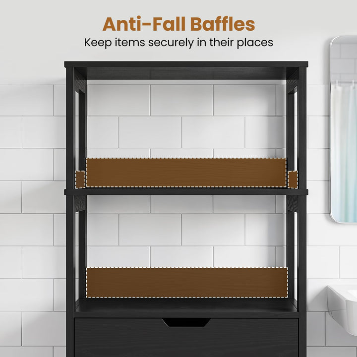 GIANTEX Bathroom Storage Cabinet with Open Shelves