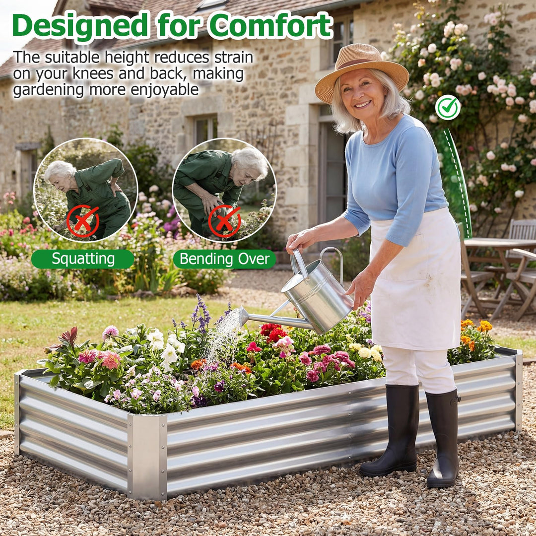 Giantex 6 x 3 x 1 FT Galvanized Rectangular Metal Raised Garden Bed (1/2)