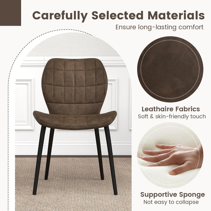 Giantex Upholstered Dining Chairs, Mid Century Retro Kitchen Chairs w/Padded Back &amp; Seat