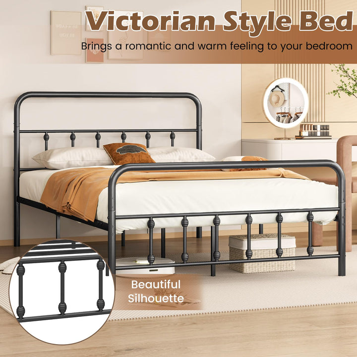 Giantex King/Queen/Full Size Metal Platform Bed Frame, Victorian Style Platform Bed with Headboard &amp; Footboard