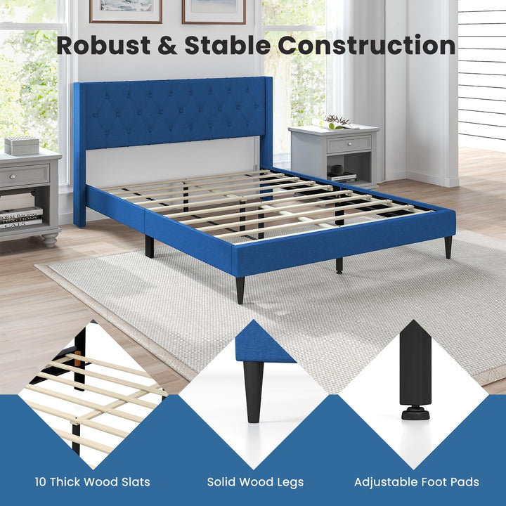 Giantex Queen/Twin Size Platform Bed Frame with Wingback