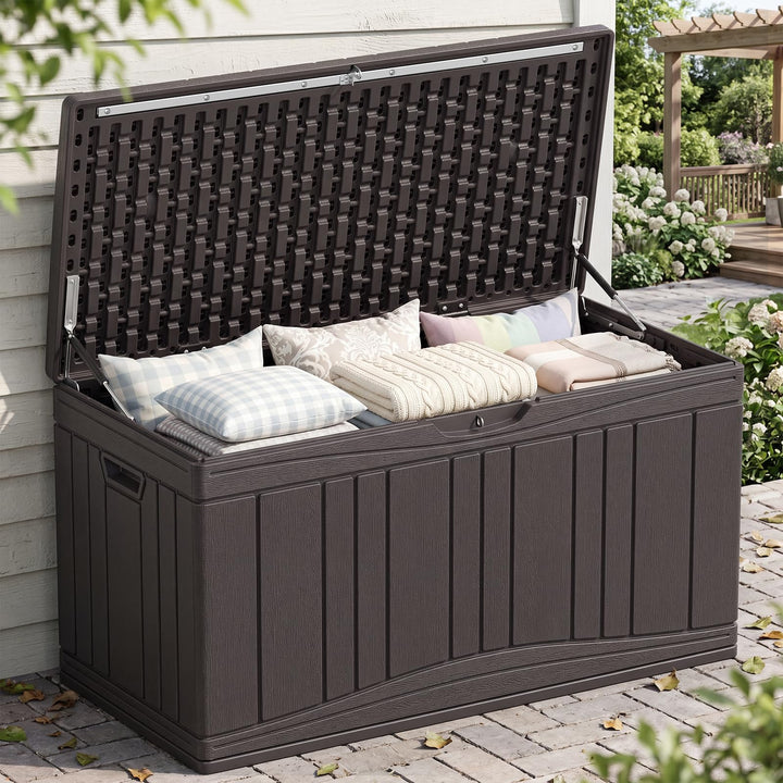 Giantex 80 Gallon Patio HDPE Storage Bin with Gas Struts &amp; Lock-Compatible Lid