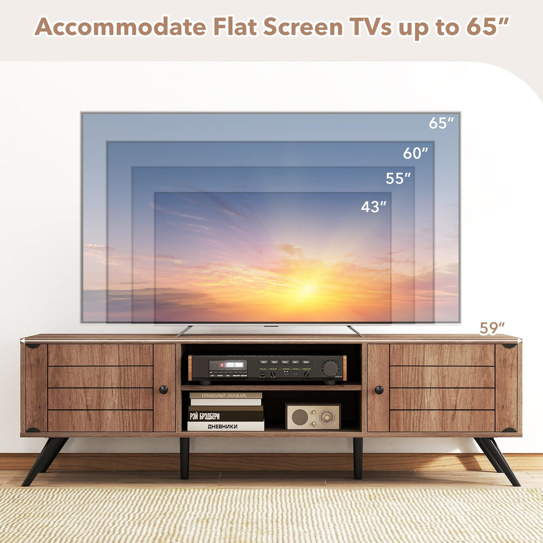 Giantex 2-Door TV Stand for TVs up to 65 Inch with Open Shelves