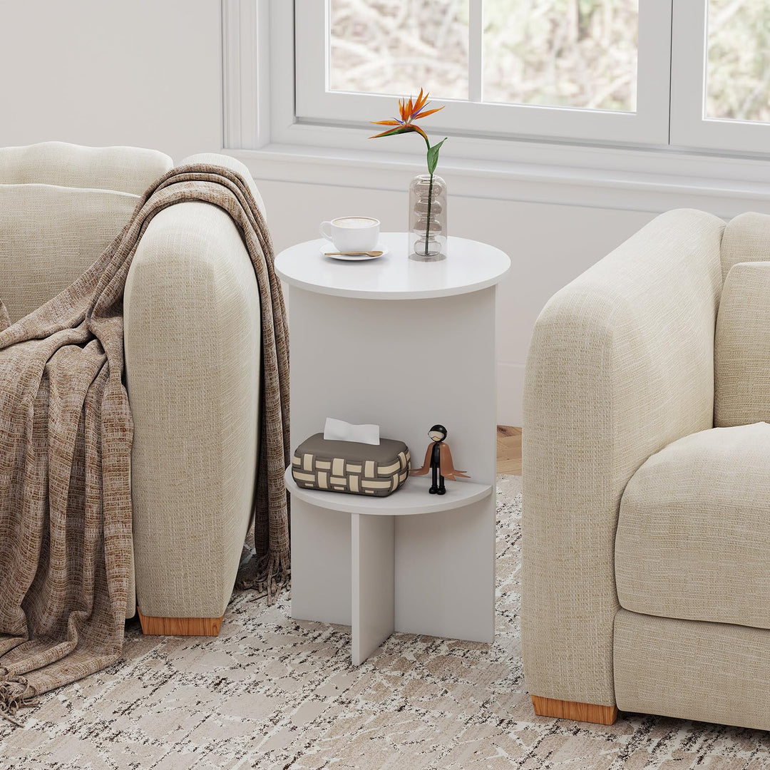 Giantex 2-Tier Round Side Tables with Storage Shelf (1/2)