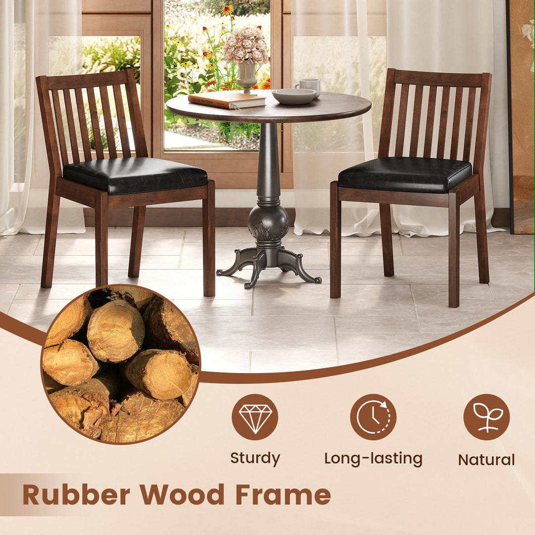 Giantex PU Leather Upholstered Kitchen Chairs w/Rubber Wood Frame Padded Seat