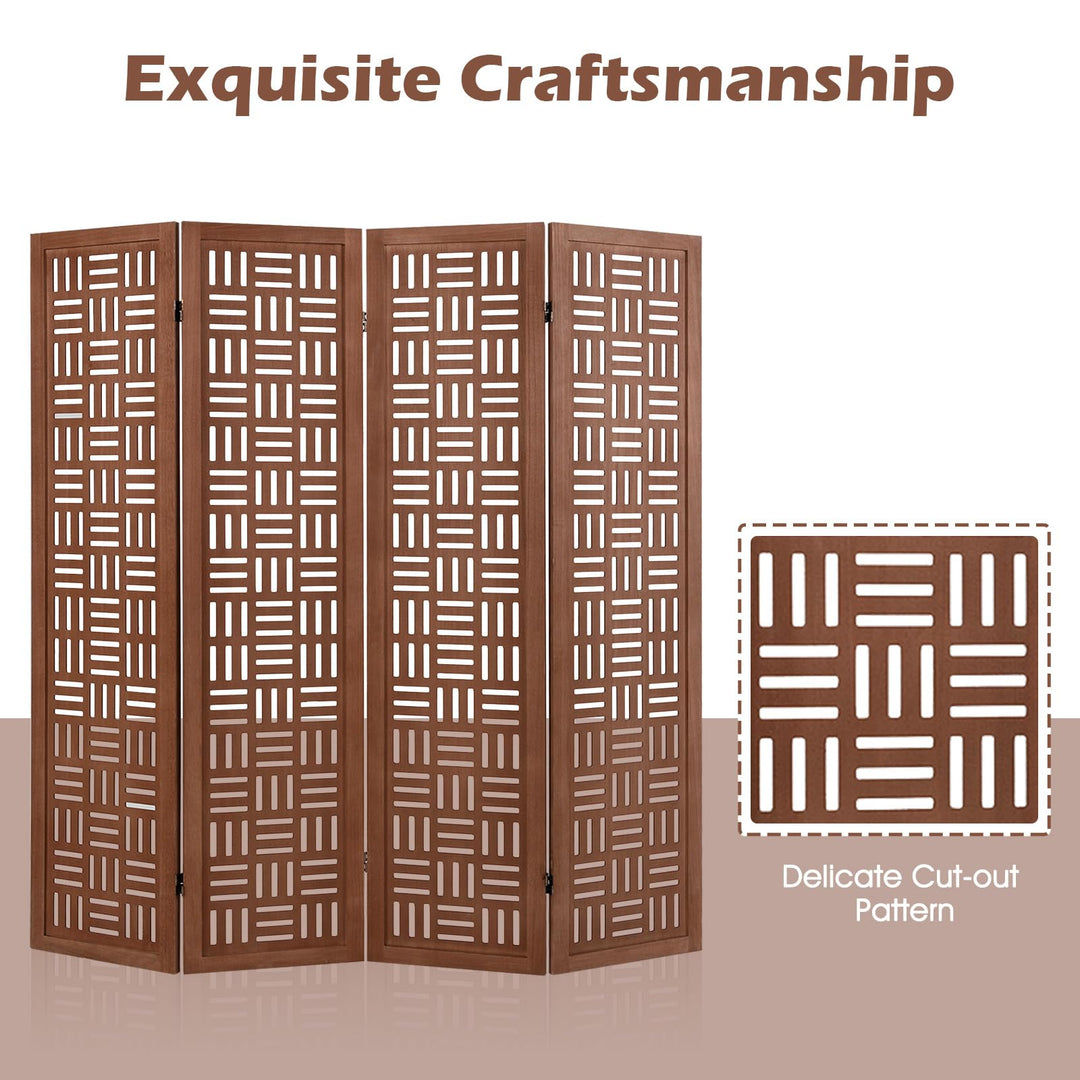 Giantex 4/6 Panels Room Divider - Folding Room Dividers with Carved Cutout Pattern &amp; Solid Wood Frame