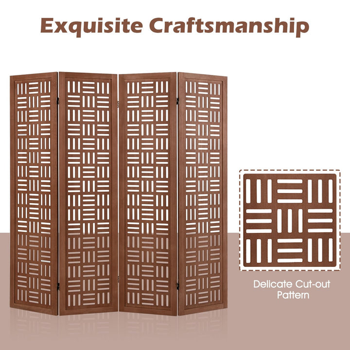 Giantex 4/6 Panels Room Divider - Folding Room Dividers with Carved Cutout Pattern &amp; Solid Wood Frame