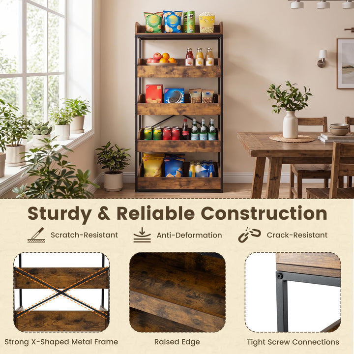 Giantex 5-Tier Industrial Utility Shelf with 4 Pull-out Drawers &amp; X-Shaped Metal Frame