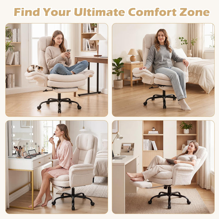 Giantex Criss Cross Legged Reclining Desk Chair with 5-Level Adjustable Armrests