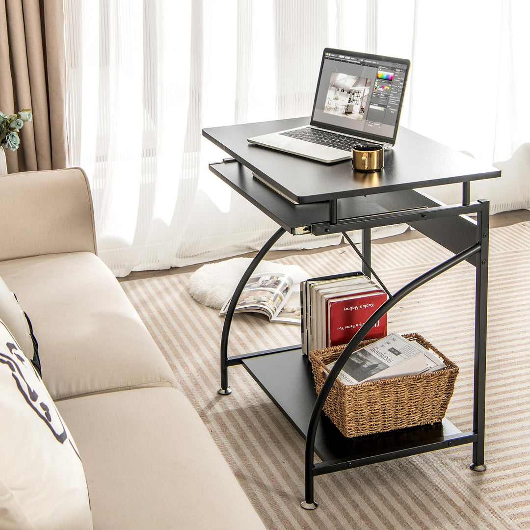 Giantex Computer Desk for Small Spaces, 27.5" Laptop Table with Pull-Out Keyboard Tray &amp; Bottom Storage Shelf