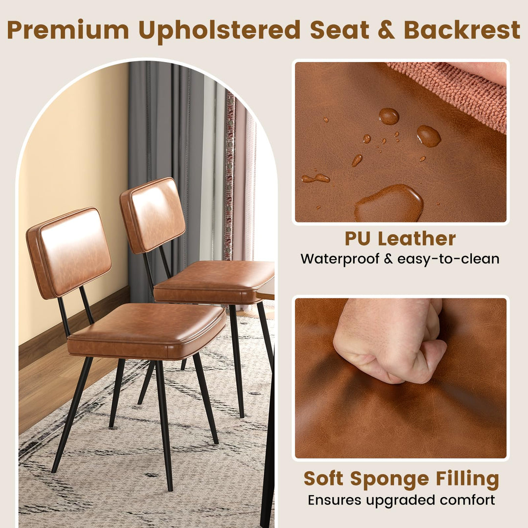 Giantex PU Leather Dining Chairs Set of 2/4, Upholstered Kitchen Chairs w/Padded Backrest &amp; Seat, Metal Legs