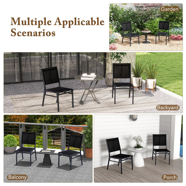 Giantex Outdoor Patio Dining Chair, Armless Dining Chair with Breathable Fabric Seat &amp; Backrest