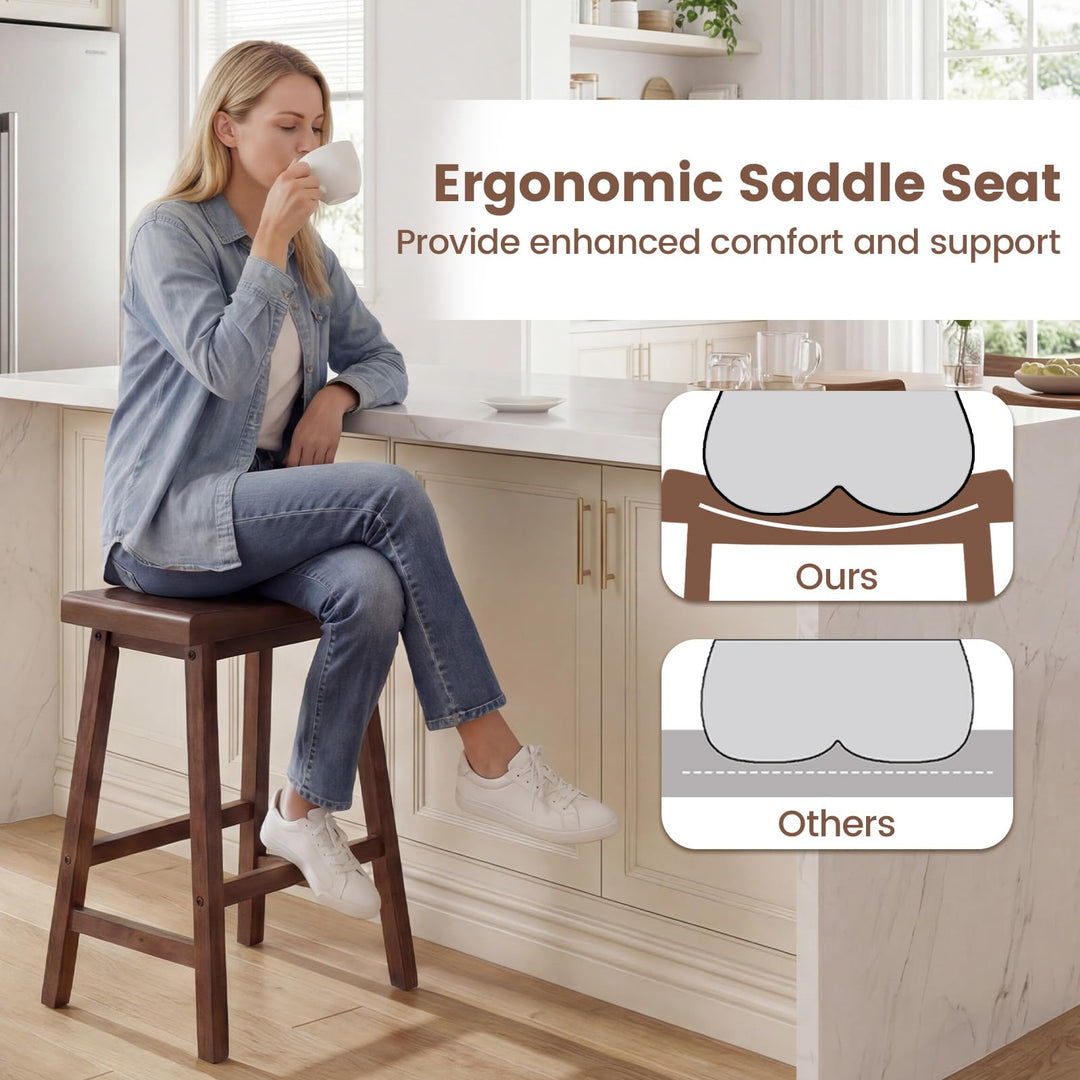 Giantex 24 Inch Counter Height Saddle Bar Stools with Footrest (2/4)