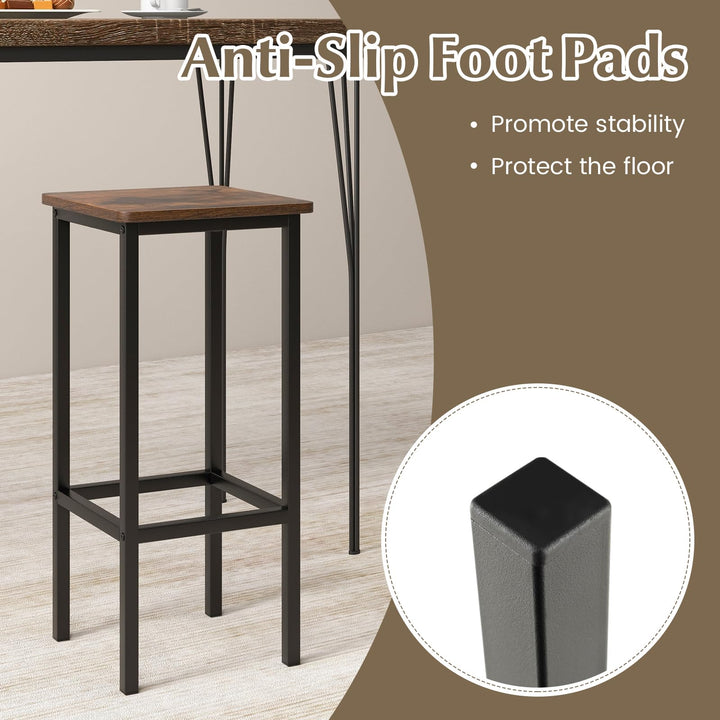Giantex Bar Stools Set of 4, 26" Backless Barstools with Metal Legs &amp; Footrest, Breakfast Bar Dining Chairs