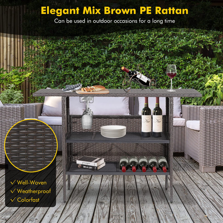 Outdoor Patio Rattan Wicker Bar Counter Table