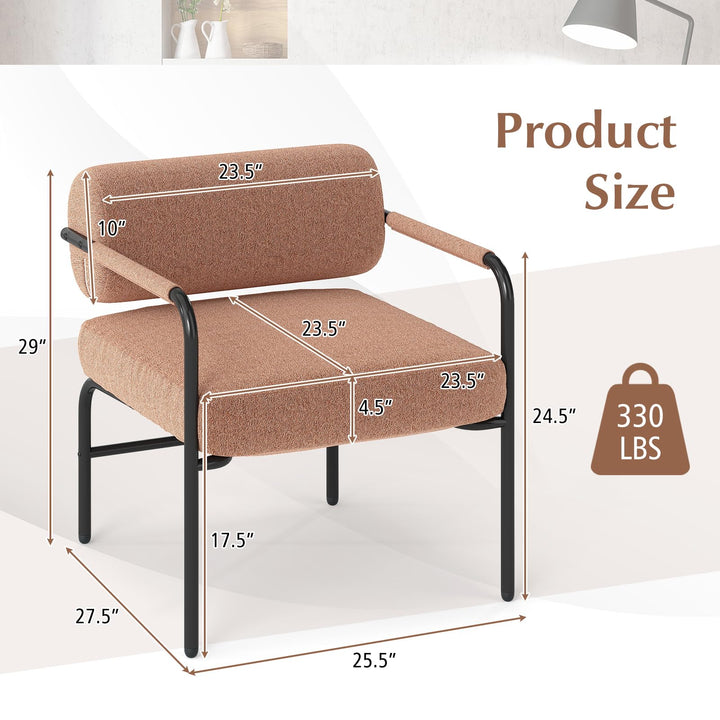 Giantex Velvet Upholstered Living Room Chair with Thickened Backrest &amp; Metal Armrests