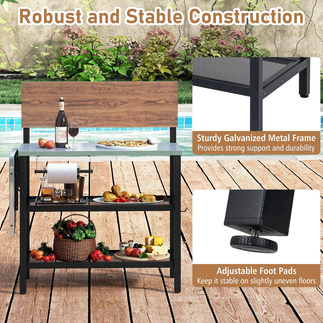 Giantex Outdoor Bar Table with Flip-Up Top &amp; Foldable Side Table