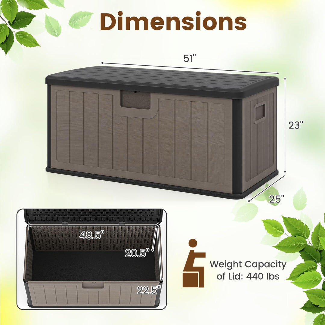 Giantex 100 Gallon Deck Box, Waterproof Resin Box with Lockable Lid