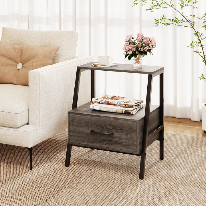 Giantex Farmhouse Nightstand with Drawer Set of 1/2