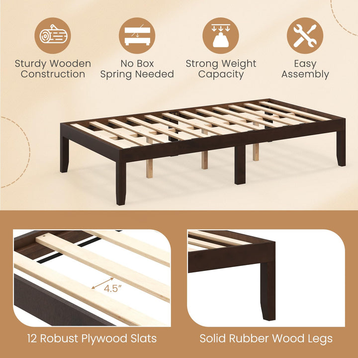 Giantex 14 Inch Twin Wood Platform Bed Frame, Minimalist Twin Bed Frame with Wooden Slats Support &amp; Rubber Wood Legs