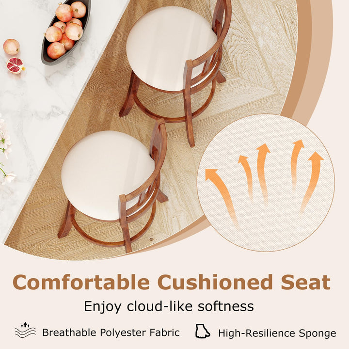 Giantex 25" Counter Height Stools Set of 2/4 with Rubber Wood Legs &amp; Footrest &amp; Upholstered Seat