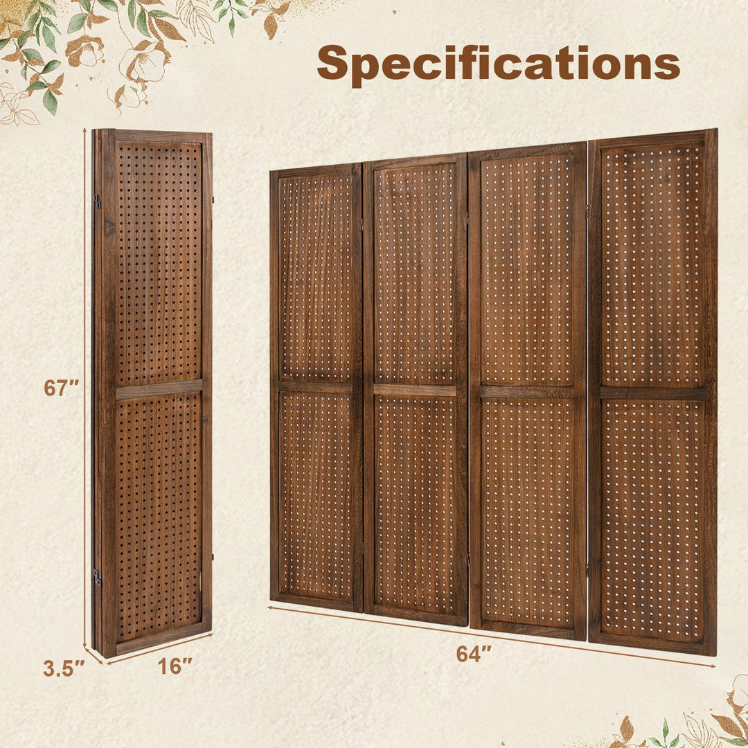 Giantex 4/6 Panel Pegboard Display &amp; Room Divider, 5.6FT Folding Pegboard Stand for Crafting Show Jewelry Retail