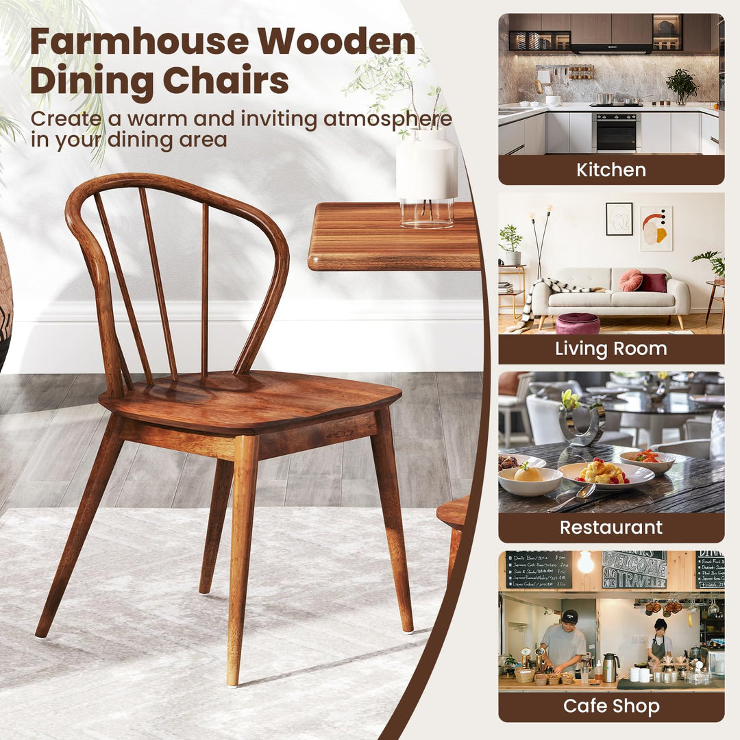 Giantex Wooden Dining Chairs Set of 2/4, Windsor Kitchen Chairs w/High Spindle Back &amp; Rubber Wood Legs