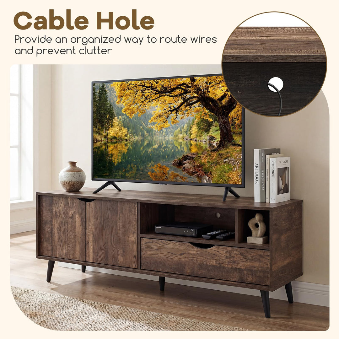 Giantex TV Stand for TVs up to 65 Inches Rustic Entertainment Center