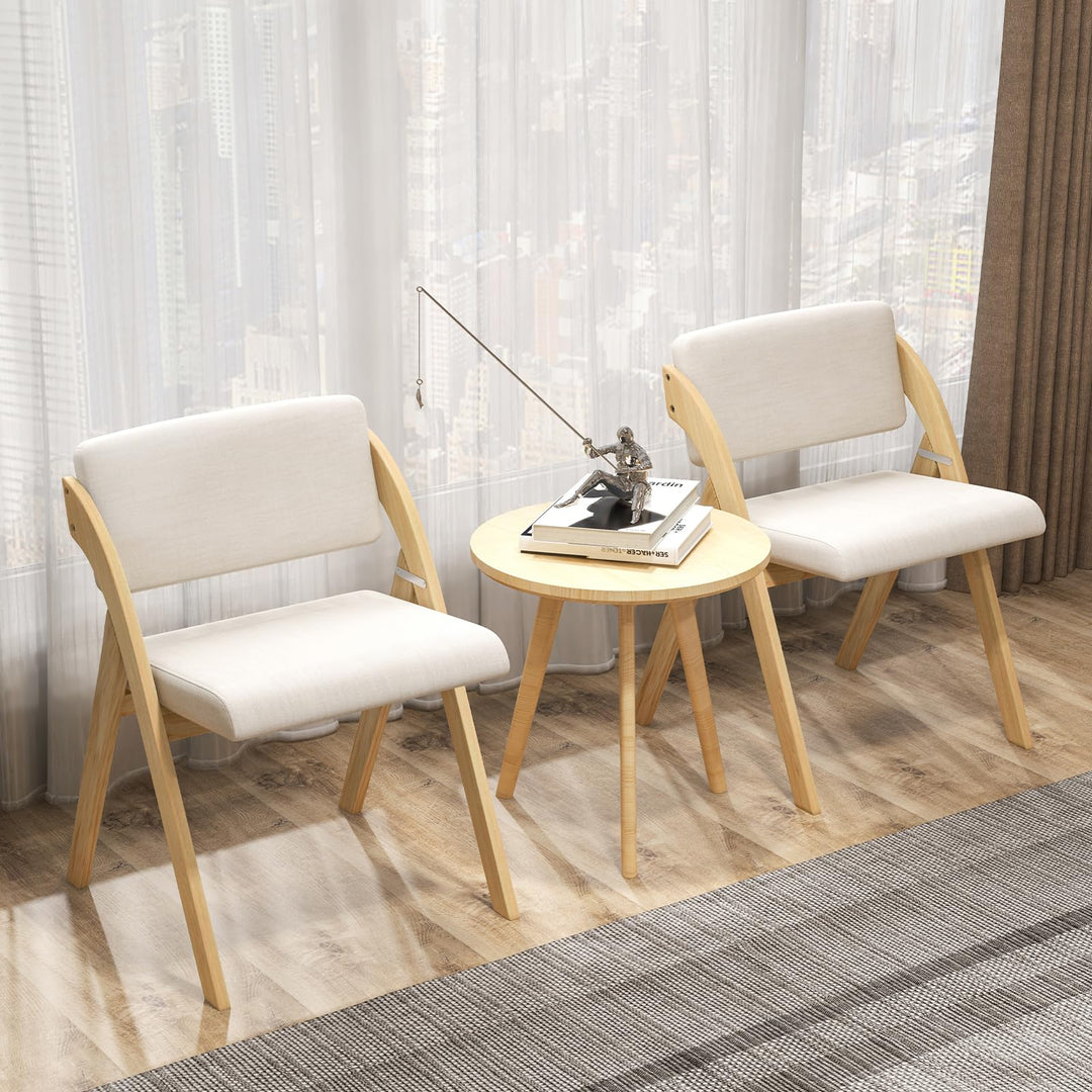 Giantex Set of 2 Folding Kitchen Dining Chairs with Rubber Wood Legs