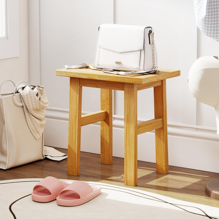 Giantex Solid Teak Shower Bench Stool for Bathroom with Water-Resistant Finish 18&