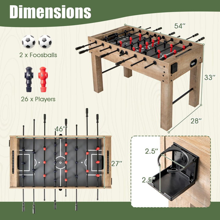Giantex 54" Foosball Table Adult Size, Full Size Arcade Soccer Table Game w/2 Balls &amp; 2 Cup Holders