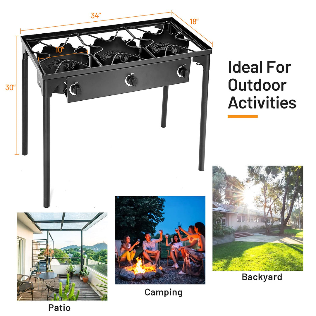 Giantex 225,000 BTU Outdoor Triple Burner Stove, High Pressure 3 Burner Stand Max