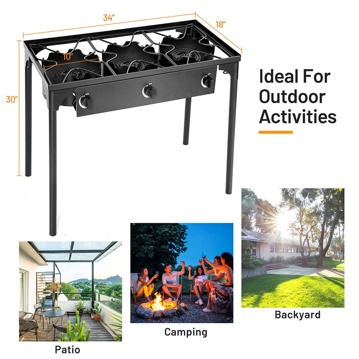 Giantex 225,000 BTU Outdoor Triple Burner Stove, High Pressure 3 Burner Stand Max
