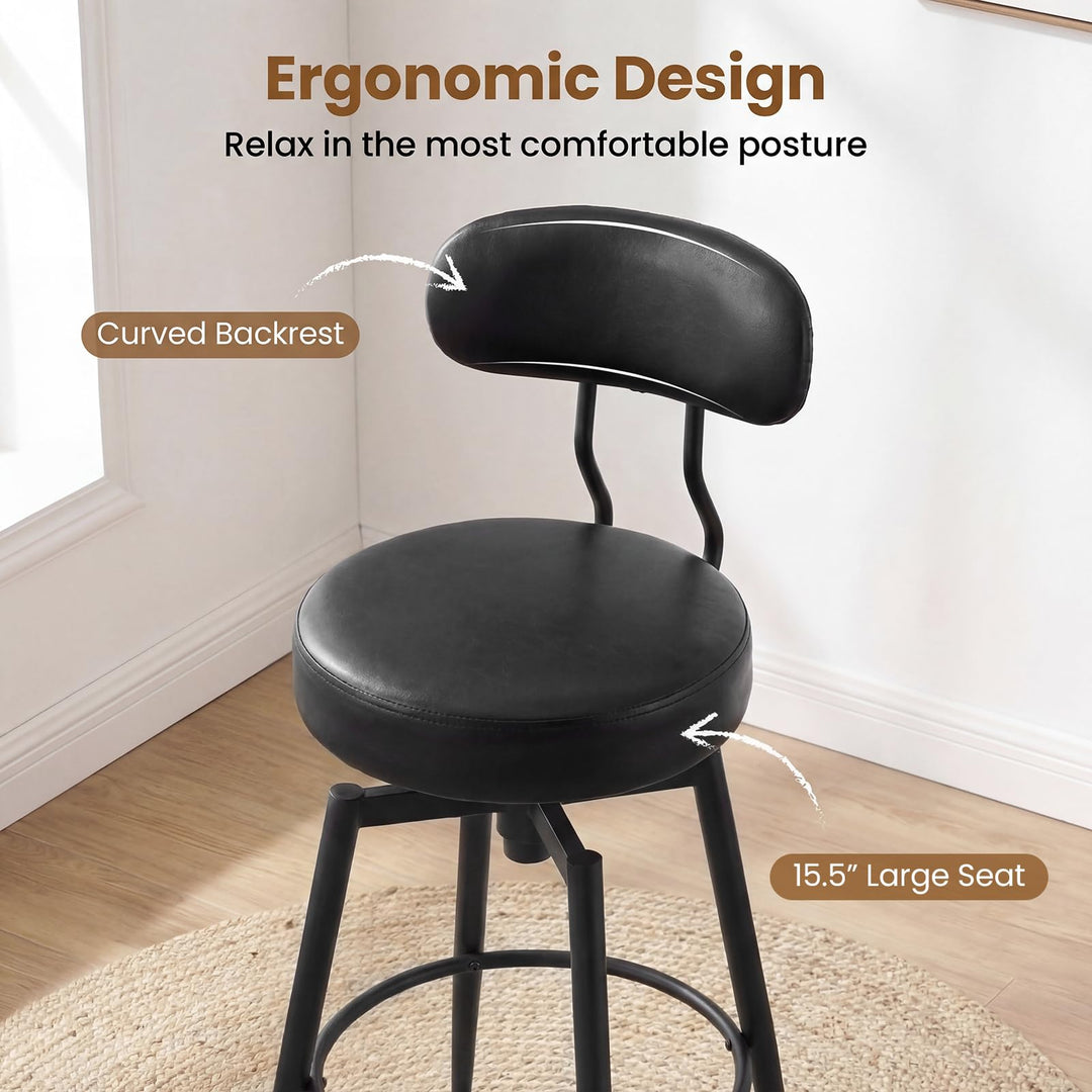 Giantex Swivel Barstools Set of 2/4 Faux Leather 31 Inch Bar Height Stools w/Upholstered Seat &amp; Back