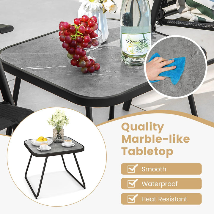 Giantex 3-Piece Patio Bistro Set, Outdoor Folding Chairs &amp; Table Set, Outdoor Conversation Set for Balcony Yard Poolside