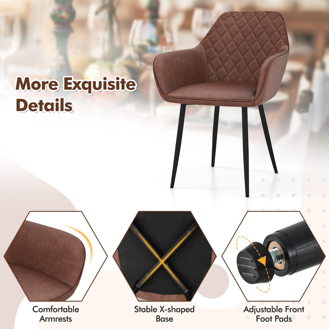 Giantex Mid Century Modern Dining Chairs Set of 2/4, Upholstered Accent Chairs w/Curved Backrest, Wide Seat &amp; Armrests