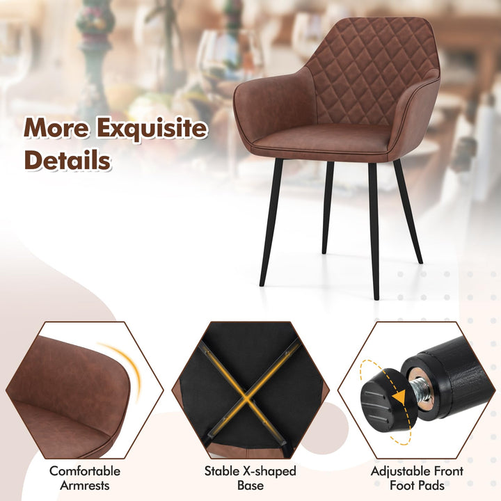 Giantex Mid Century Modern Dining Chairs Set of 2/4, Upholstered Accent Chairs w/Curved Backrest, Wide Seat &amp; Armrests
