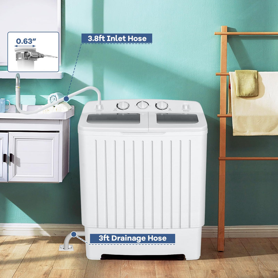 20 lbs Portable Washing Machine with Built-in Gravity Drain-Gray