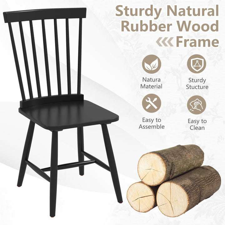 Giantex Windsor Dining Chairs Set of 2/4 Black, w/Wide Seat &amp; Spindle Back, Max Load 400 Lbs