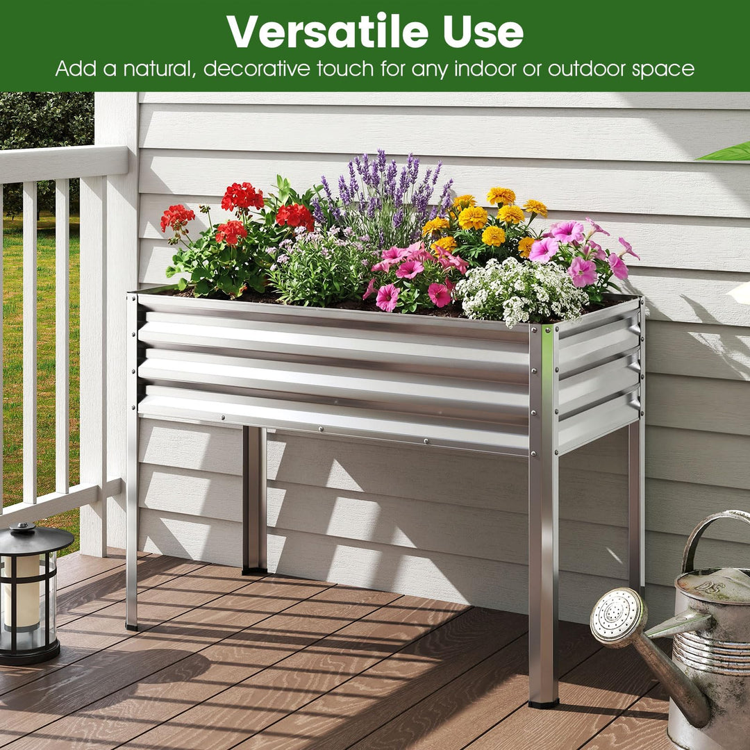 Giantex 44" x 22" x 32" Metal Large Elevated Planter Box for Vegetable Flower Fruit Herb (1/2)