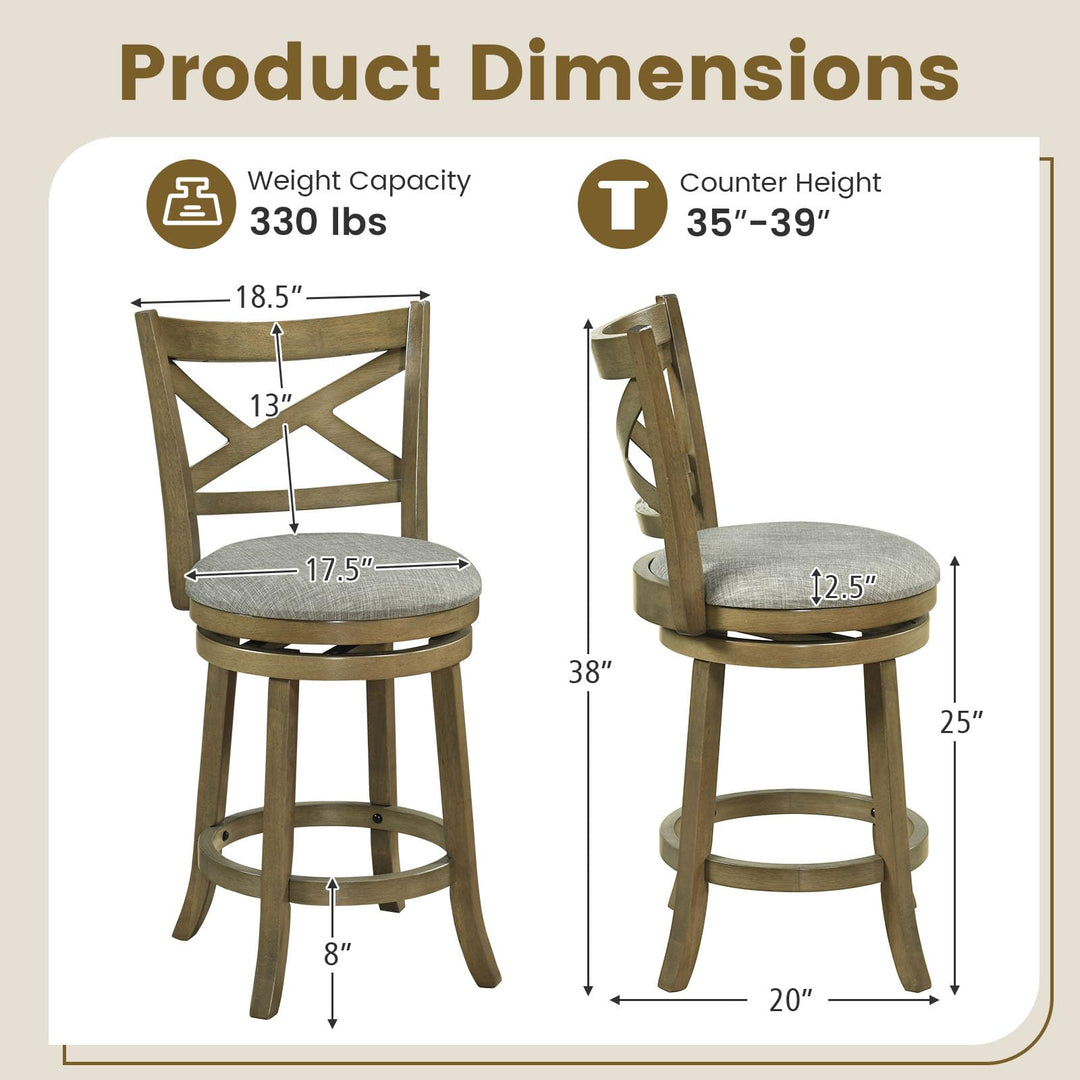 Giantex Wood Swivel Bar Stools Set of 2/4 with Backrests and Wood Frame