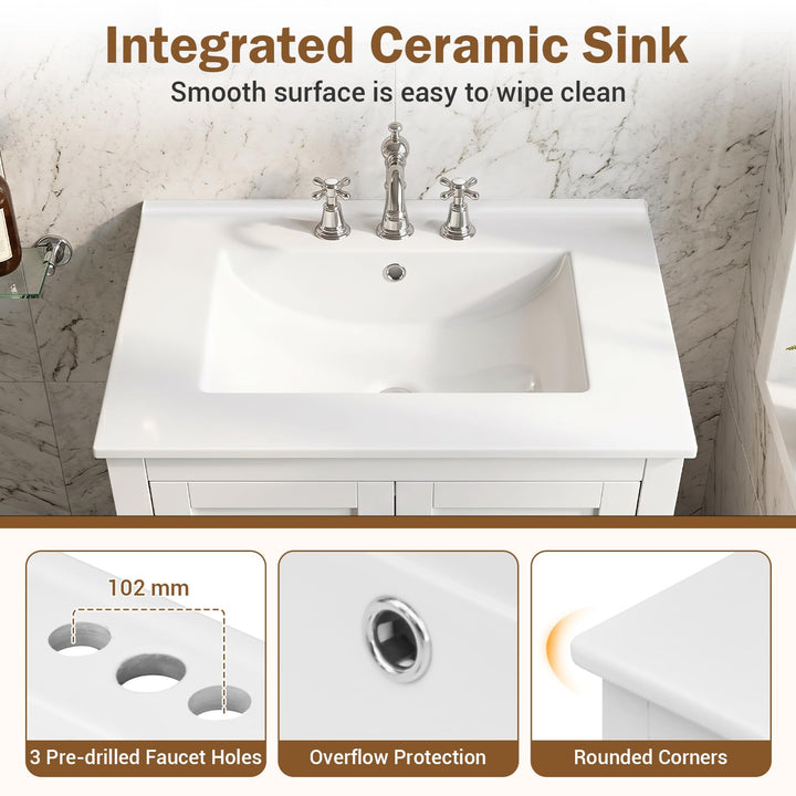 Giantex 24.5" Bathroom Vanity with Ceramic Sink Combo