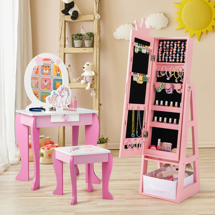 CHARMAID Kids Mirror Jewelry Cabinet - 45.5&