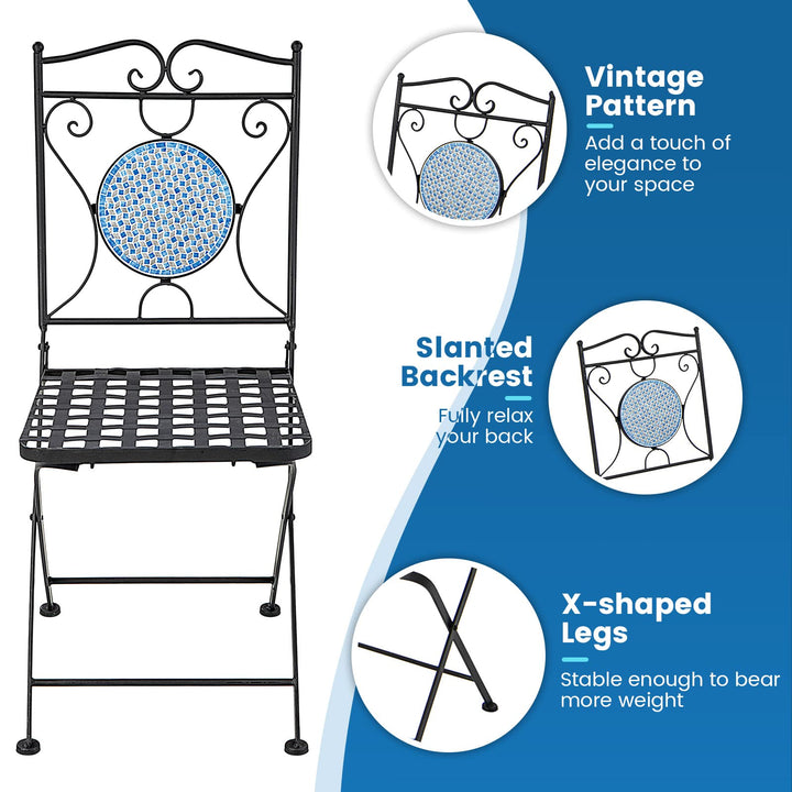 Giantex 3 Pieces Patio Bistro Set - Mosaic Round Table