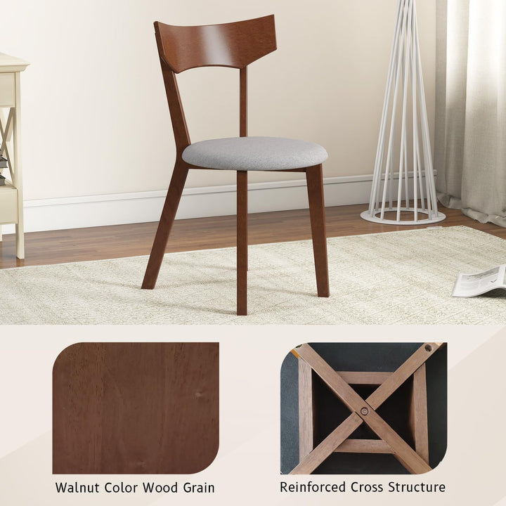 Giantex Wooden Dining Chairs, Solid Wood Kitchen Chairs w/Curved Back &amp; Cushioned Seat