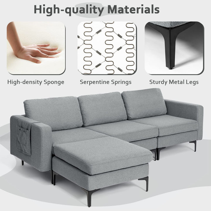 Giantex 94.5" L Convertible Sofa Couch, 3 Seat Sectional Sleeper with USB Ports &amp; Socket